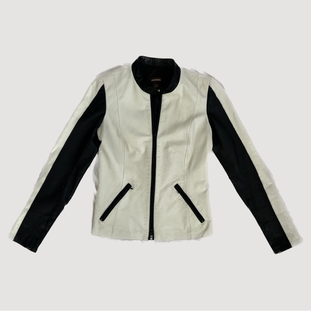 Black and white leather jacket